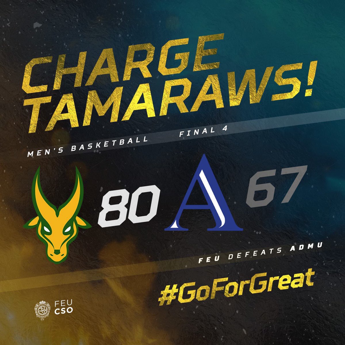 Charge Tamaraws! FEU forces a do-or-die game with Ateneo on Wednesday, 22 November, 4PM at the Mall of Asia Arena!

#FierceTamaraws #GoForGreat