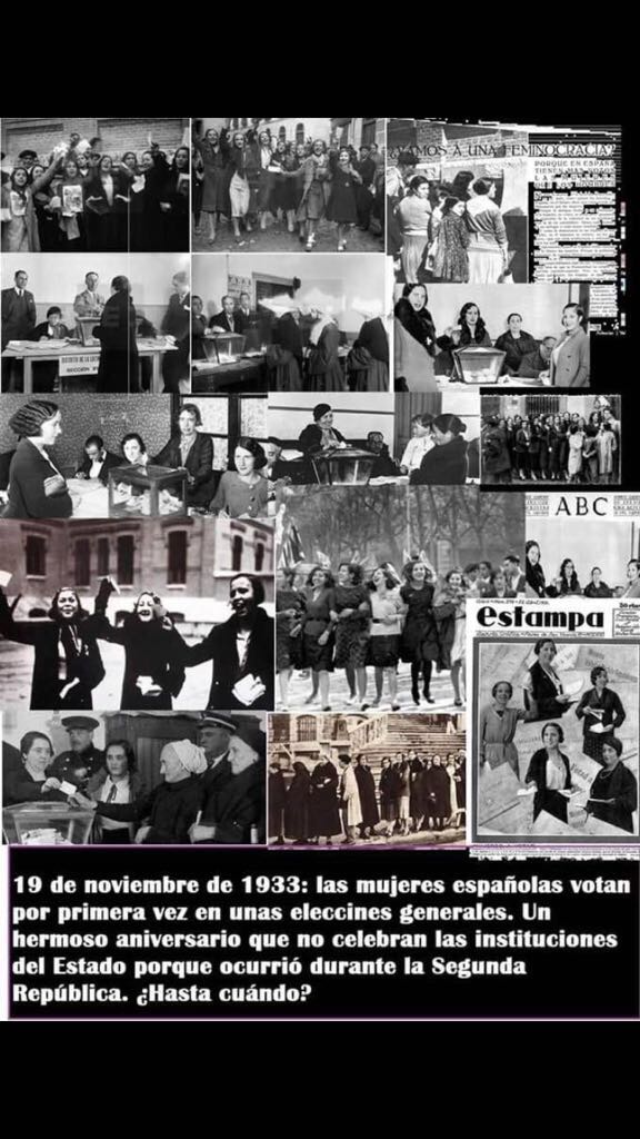 Axel_Monfort's tweet photo. Hoy hace 84 años que las mujeres pudieron votar en España por primera vez pero, como no es un número "redondo", no es noticia, ni TT, ni nada parecido. #FelizDomingo #FelizVoto https://t.co/EDa3mTQXJH