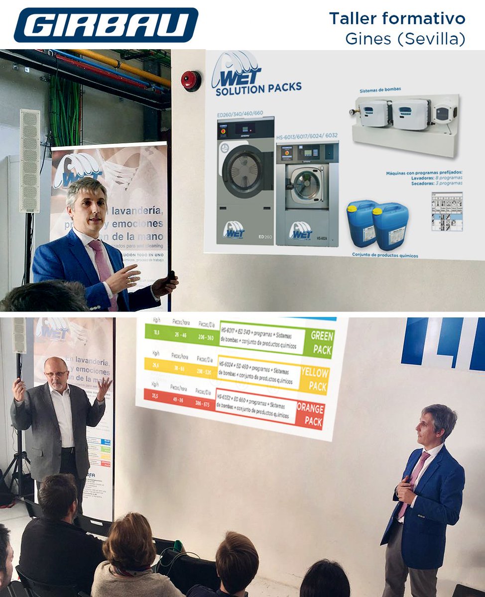 GirbauGroup's tweet photo. Este sábado acabamos el taller formativo #WetCleaning en la Lavandería Solain, en Gines (#Sevilla).  Gran trabajo con Macrun y Büfa - Training workshop of Wet Cleaning at the Solain laundry, in Gines (Seville). Great work with Macrun and Büfa. https://t.co/0Fu9mGwiPt