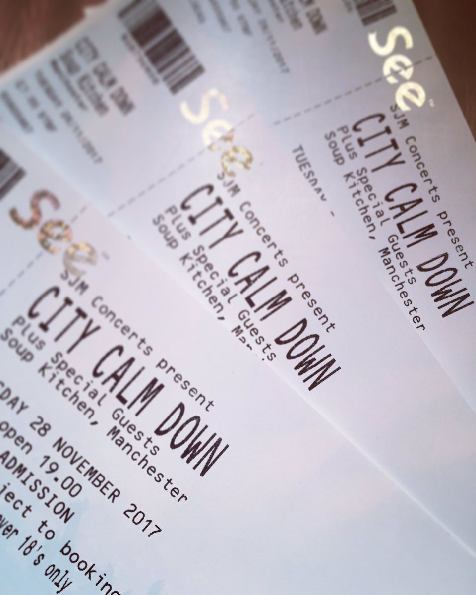 Tickets are being posted out for our next gig supporting City Calm Down at @soupkitchenmcr 

Don't miss out! seetickets.com/tour/city-calm…