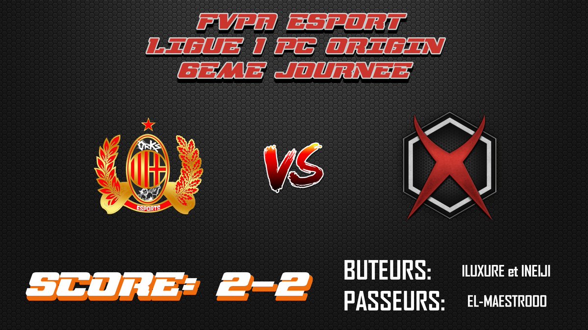 ObstruXion_FIFA's tweet photo. 🏆 Ligue 1 @FVPAeSport 6° Journée
🆚 @orKseSport_Fifa
↔️ 2-2
⚽️ #ILuxure - #Ineiji
👟 #El-MaestrOoo
📺 https://t.co/pmlePubIHb
#FIFA18 #CLUBPRO #OBSTRUXION #CPvideo https://t.co/g1wu9CaSte