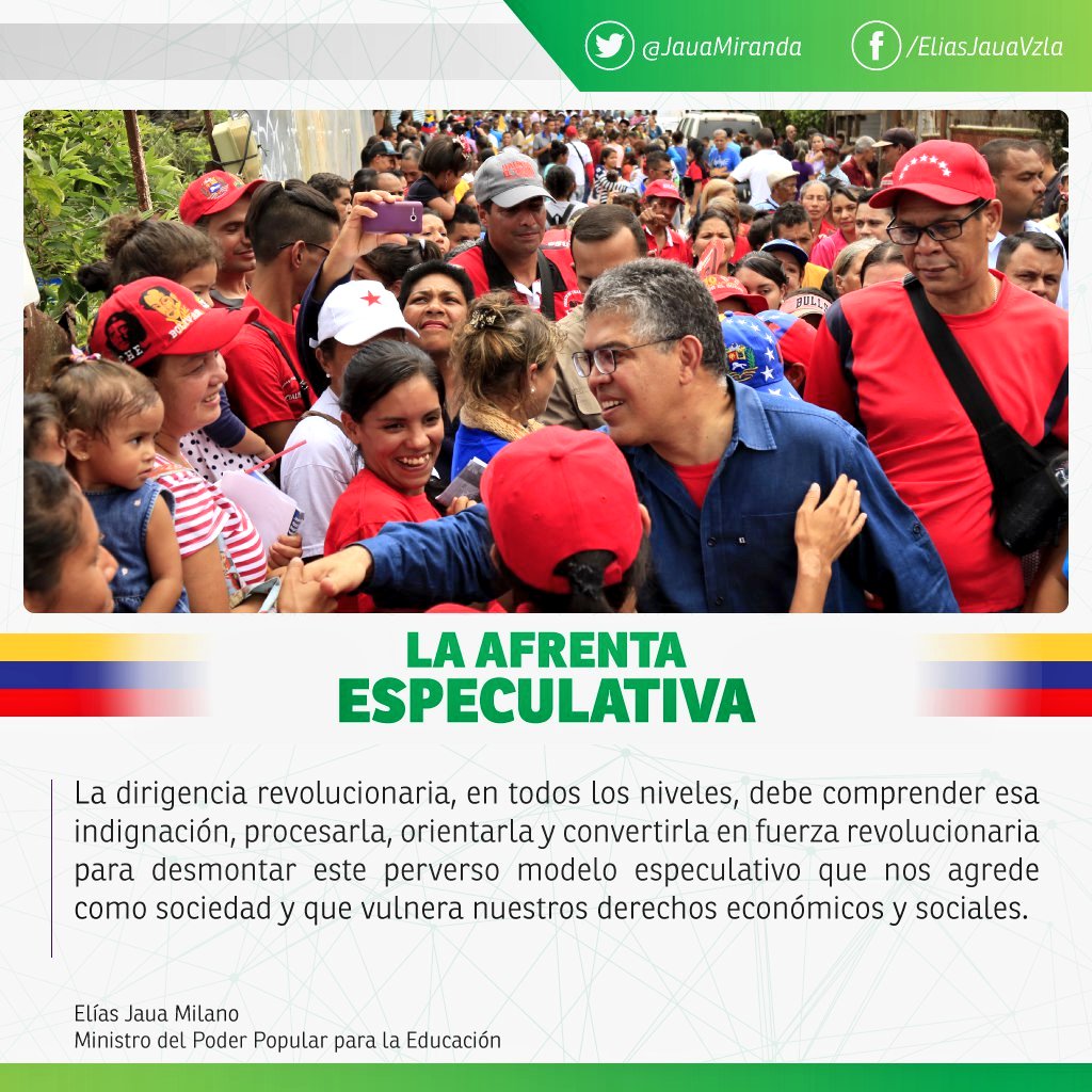 MaestraTuItera's tweet photo. ¡Imperdible! para leer y compartir el artículo que hoy #19Nov nos trae nuestro ministro Elías Jaua Milano LA AFRENTA ESPECULATIVA @Jauamiranda "Recuperemos  los poderes creadores del pueblo luchando contra la corrupción"  https://t.co/n1vPZGNMht https://t.co/cU1nTYTgNi