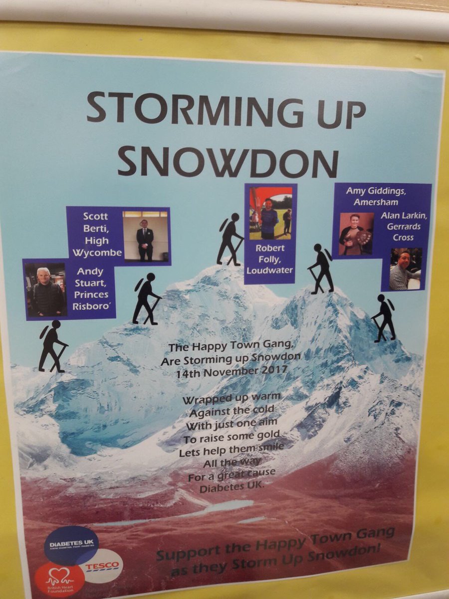 Best of Luck to Our Happy Town over the next two days, Climbing Mount Snowden for Diabetes UK &amp; BHF!!! I know you will all do us Proud ... <a href="/Amy_Giddings10/">Amy Giddings</a> @RCFtescotweet <a href="/Larks77/">Alan larkin</a> <a href="/AndyStuart8/">Andy Stuart</a> @scottberti 💪🏼💪🏼💪🏼