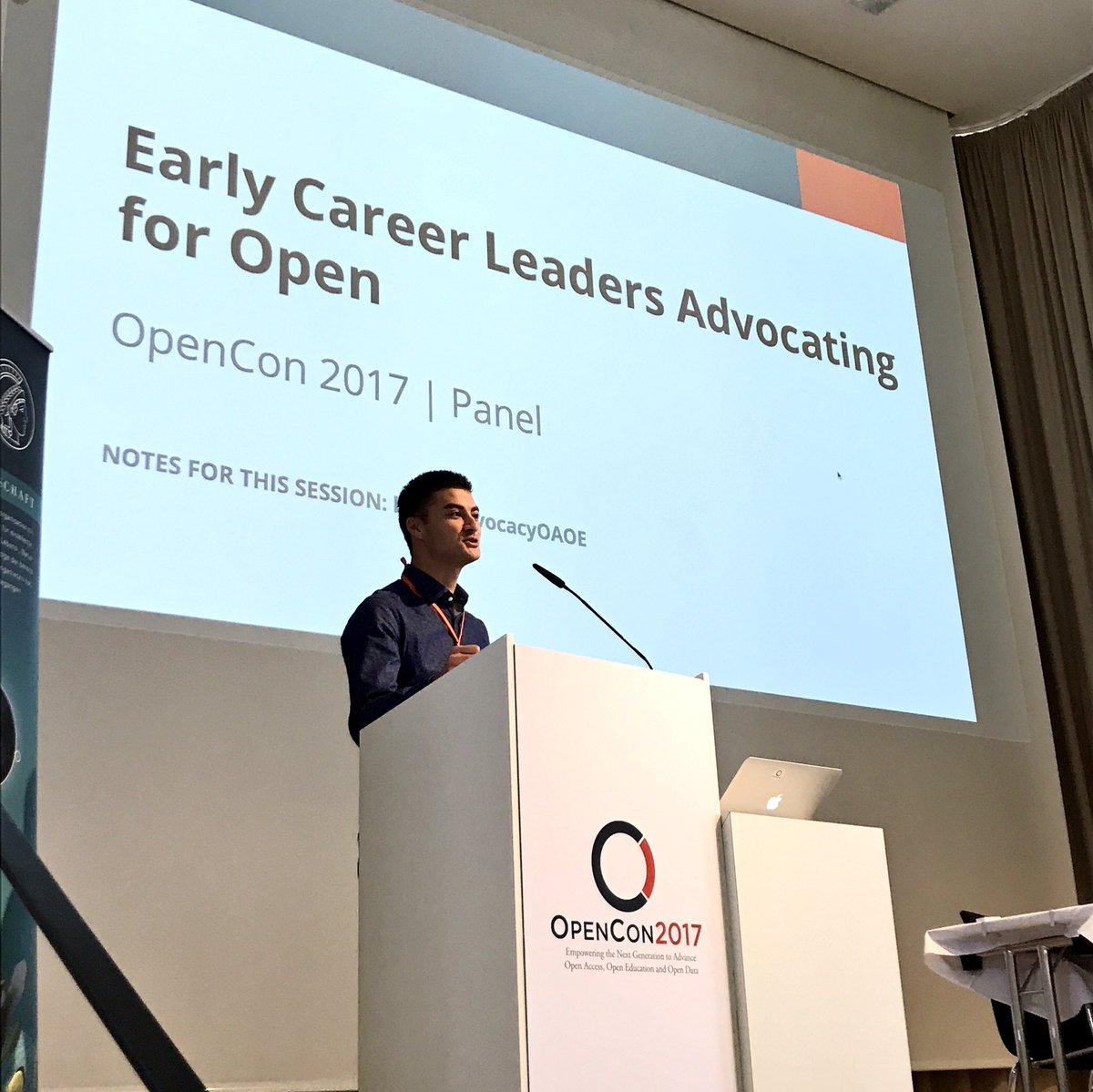 #OpenCon Day 2: SPARC's own <a href="/bradyyano/">Brady Yano (he/him)</a> kicking things off with a panel on Early Career Leaders Advocating for #OpenAccess #OpenEducation #OpenData
