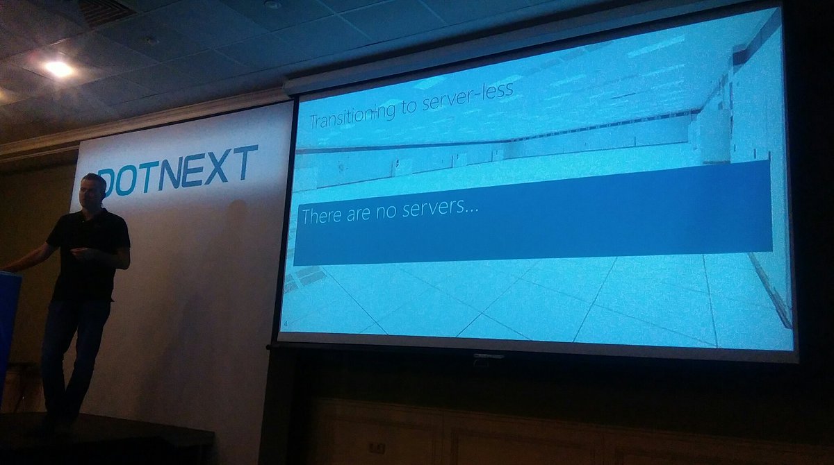 despos's tweet photo. #serverless now, #developerless next, #customerless in the end? #dotnext https://t.co/Pa5TwyXBSQ