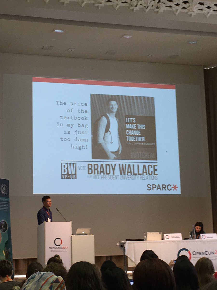 We're kicking off Day 2 of #OpenCon with a panel on Early Career Leaders Advocating for Open. <a href="/bradyyano/">Brady Yano (he/him)</a> opens with his experience advocating for #OpenEducation as a Canadian undergraduate.