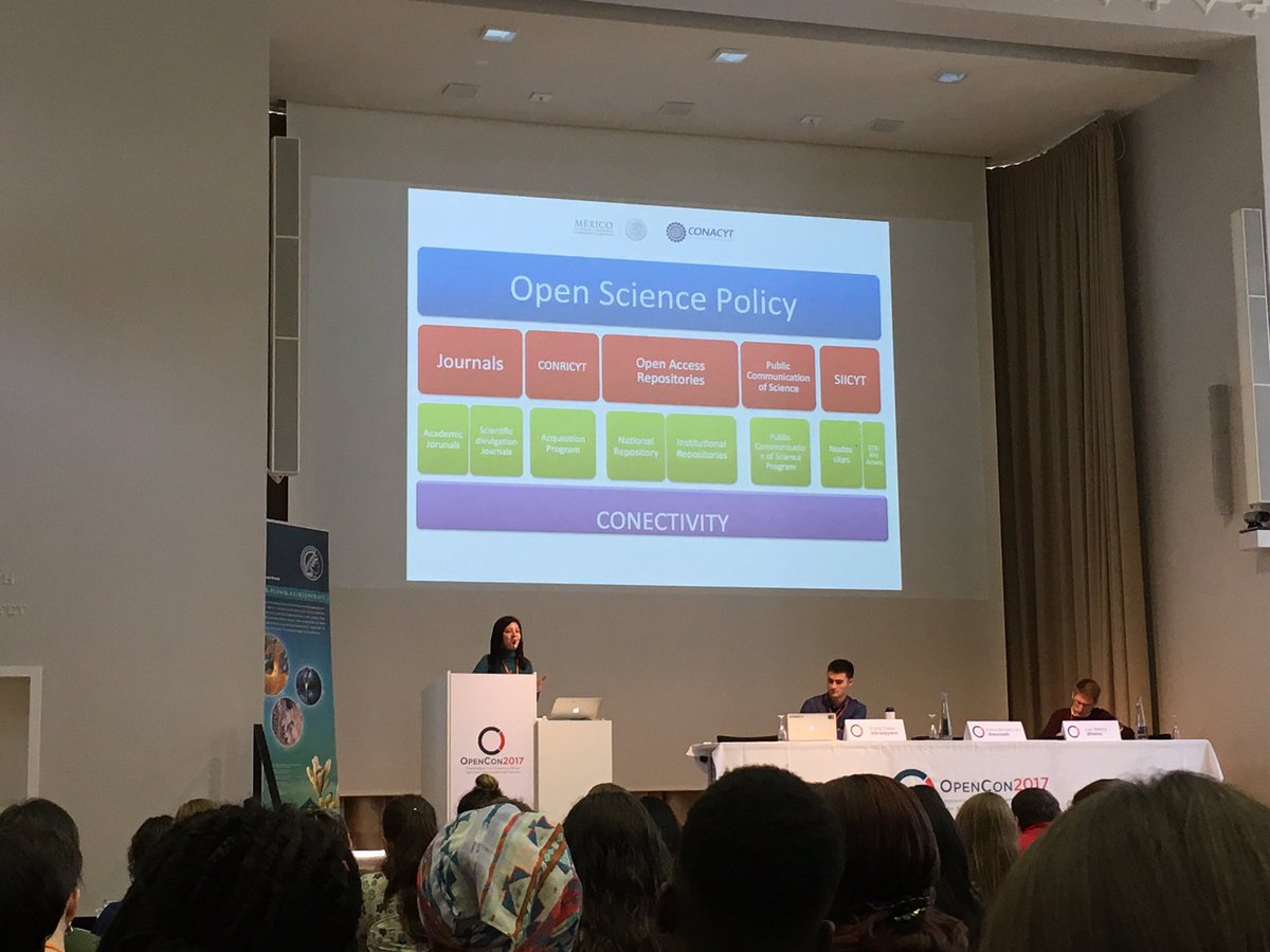 Next up, @Eunizeh discusses Mexico's #OpenScience policy: "Science shouldn't happen in silos." #OpenCon