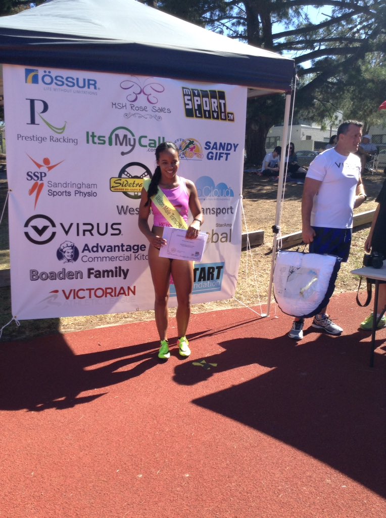 VicAthLeague's tweet photo. RESULTS: Weston Male Transport 100m Women, won by Lauren Keating. #SandyGift https://t.co/3UICw23M2K