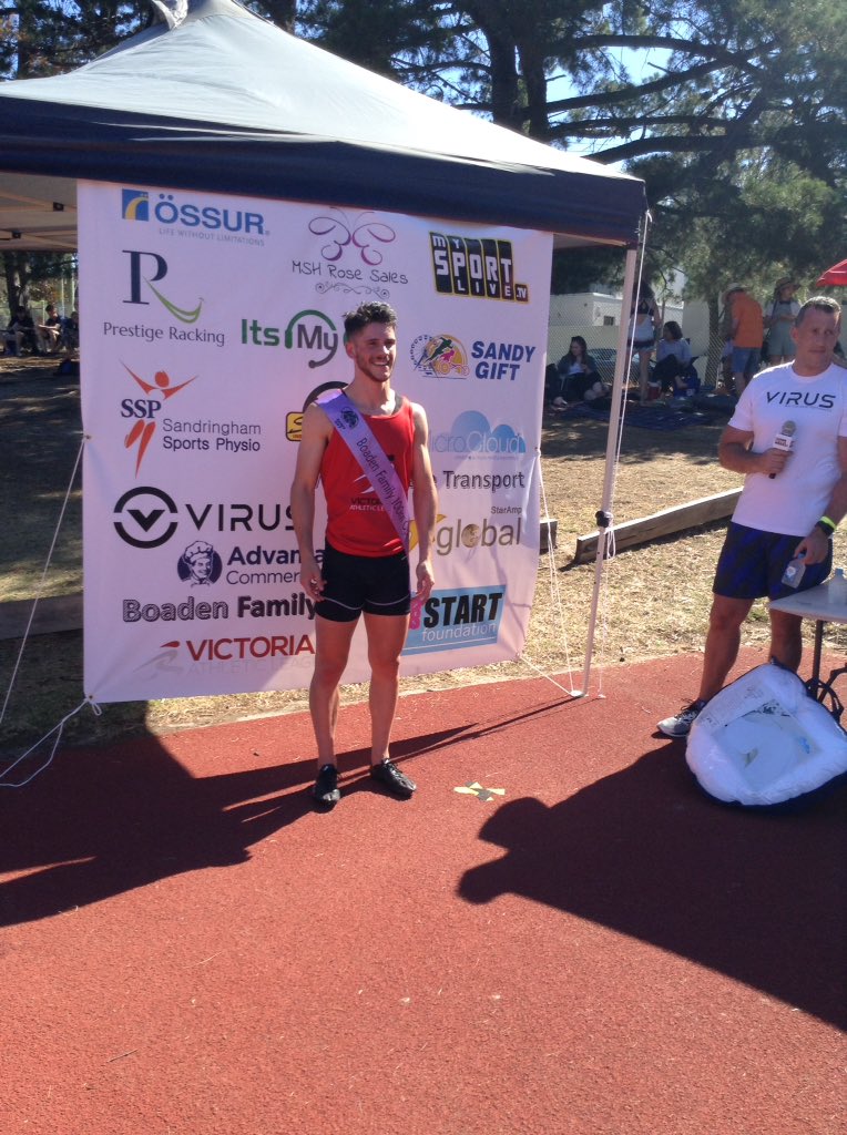 VicAthLeague's tweet photo. RESULTS: Boaden Family 100m Open, won by Matthew Rizzo. #SandyGift https://t.co/LdEXmOkDe6