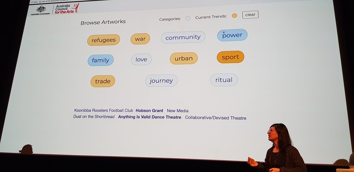 MishManners's tweet photo. #database on the #Australian #council website; another fantastic working #demo! #ArtScreenHack #bigdata #artwork #artist #film #hackathon #television #radio #producer #innovation #ContentProducers #ContentCreators https://t.co/i4yNhCBiW3