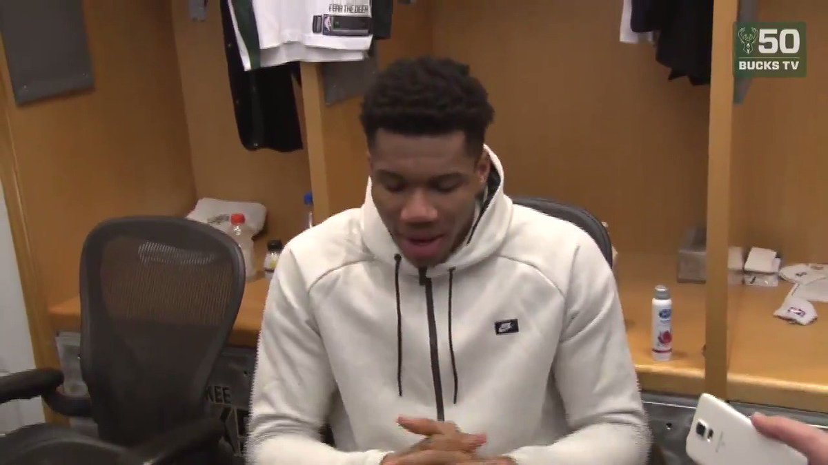 "You guys want to talk about Lonzo Ball?" - Giannis Antetokounmpo https://t.co/aWK4AcMtf2
