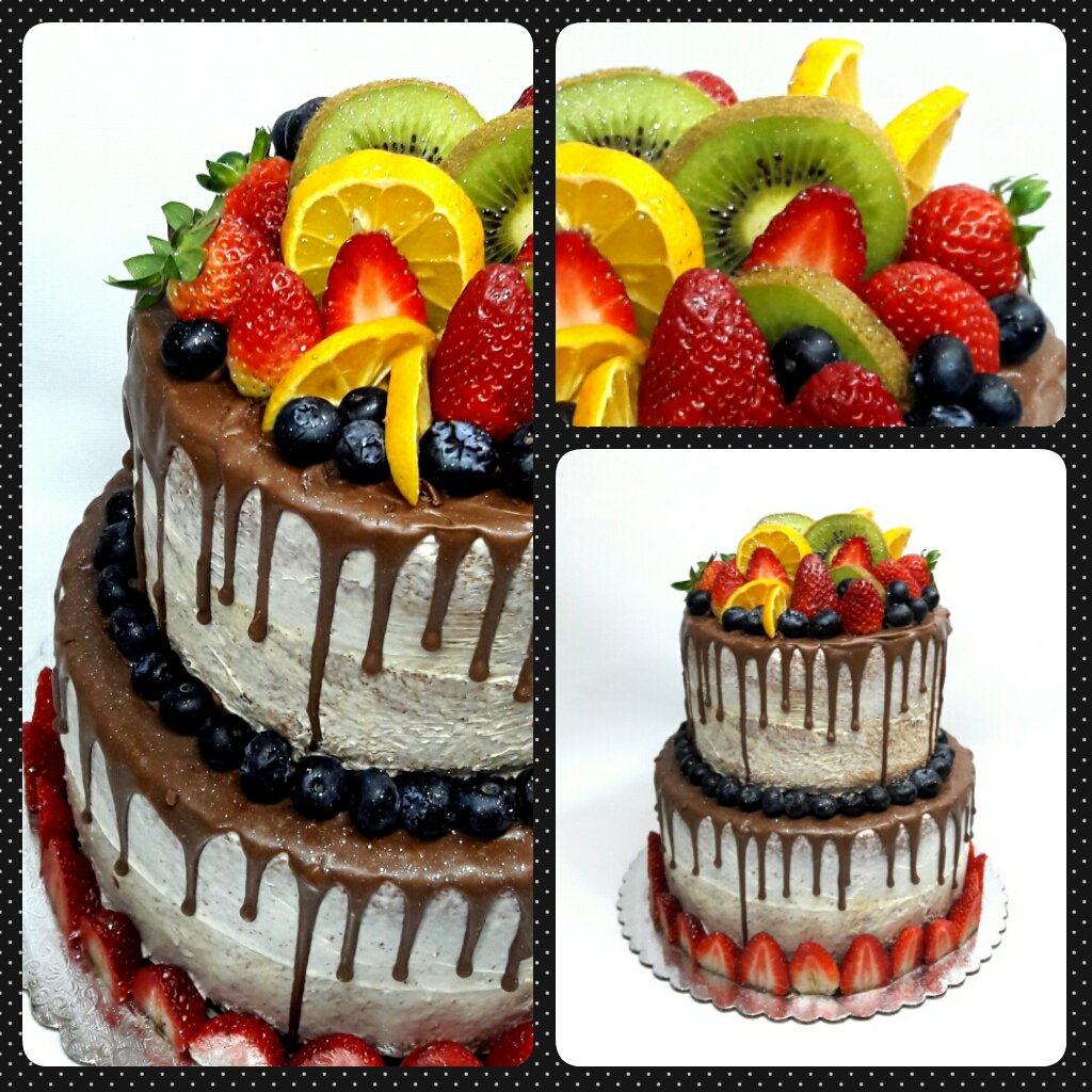 Seminaked Drip Cake • Frutas 🍓 #PrityCakes #pritycakes #cake #dulce #torta  #nakedcake #dripped #dripcake #cakefrutas #chocolatedripcake #fresas  #blueberry #chocolate #bake #panama #pty, image size:1024x1024
