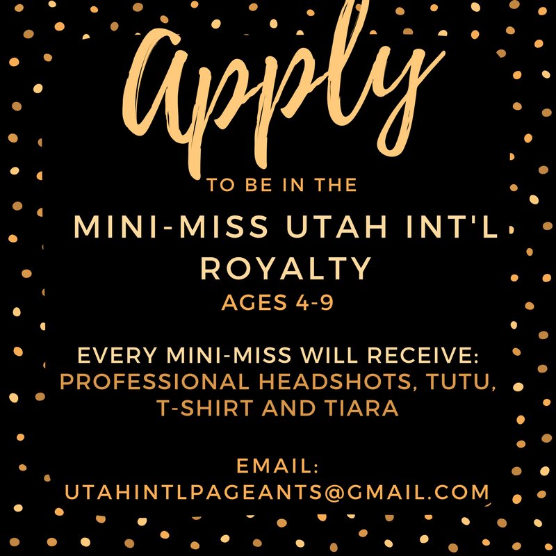 Do you know a little girl, who would like to be a part of the 2018 Mini-Miss Utah International Royalty? 👑Send us an email today!