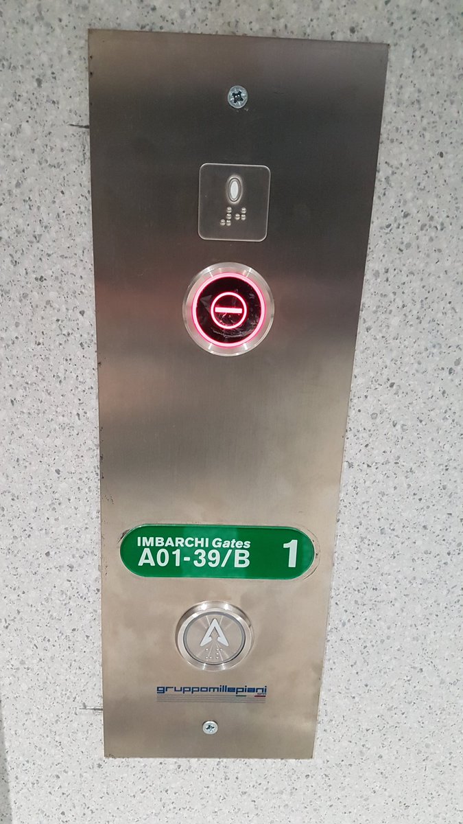 giomma78's tweet photo. @MiAirports how does one with a pram go to A53? No signs on alternatives routes... just a big red button. We had to take  the escalator risking my child life! Thank you Malpensa! https://t.co/VeNKWtZLZ5