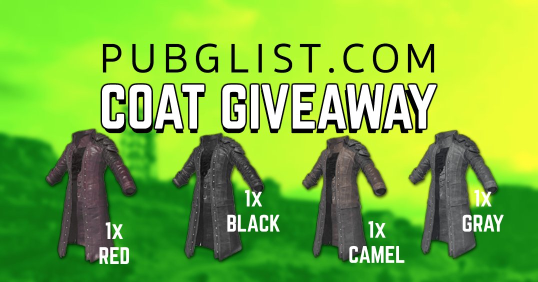 Enter now to win 1 of 4 PUBG Coats! gleam.io/zVbtp/pubglist… #PUBGGiveaway