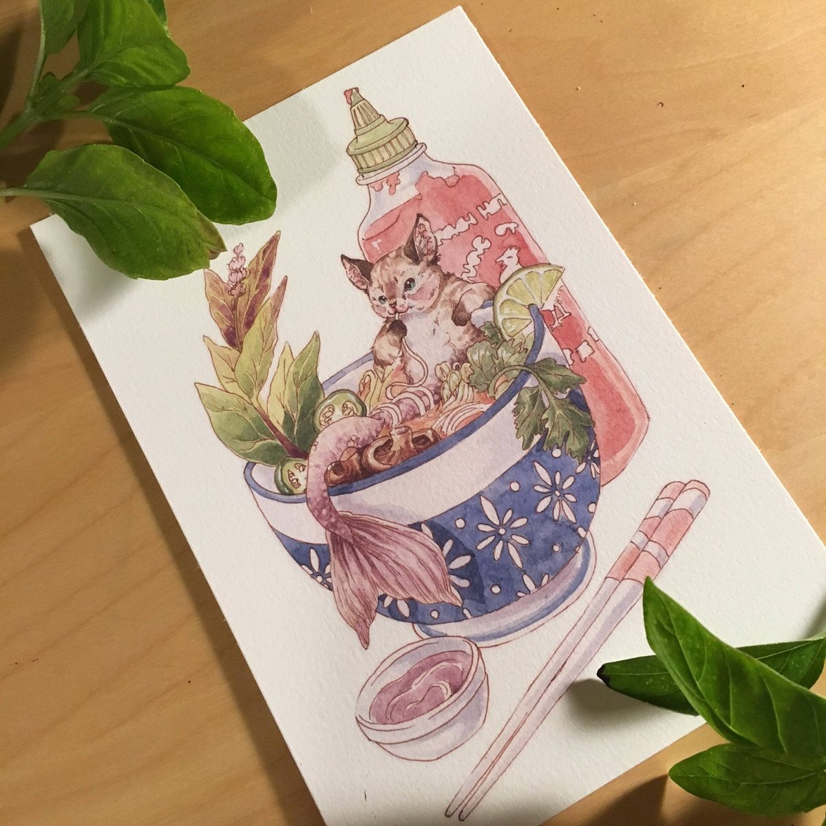 SplitThePartyTV's tweet photo. Day 81 - #CommunityArtShare : 'Pho Purrmaid' by @kimburlistudio - It's a mother-flippin' cat mermaid in a bowl of Pho! This is quite possibly one of the greatest pieces of art of our time. #100DaysofDnD #DnD #DnD5e #ArtShare #Purrmaid #Mermaid #Cat #pho https://t.co/3yIYSIdlz5