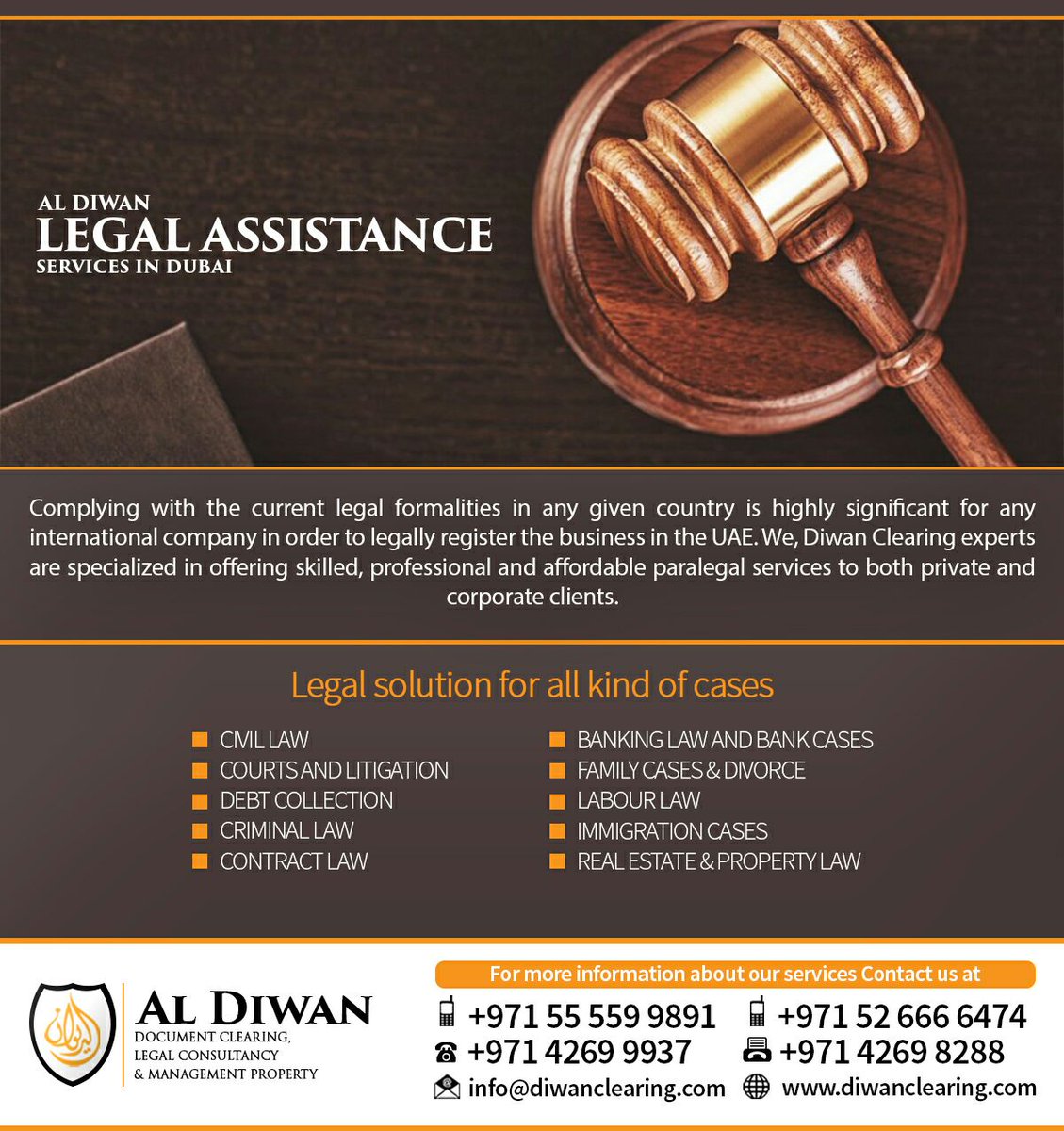 DiwanClearing's tweet photo. Al Diwan Documents Clearing team is highly skilled and trained lawyers qualified to practice in diverse jurisdictional.
https://t.co/bjLYRjzfeT

#Labourcase, #criminalcase, #Policecase, #civilcase, #immigrationcase, #Debtcollection, #CommercialLaw, #FamilyLAw https://t.co/dYJTLxkbaS
