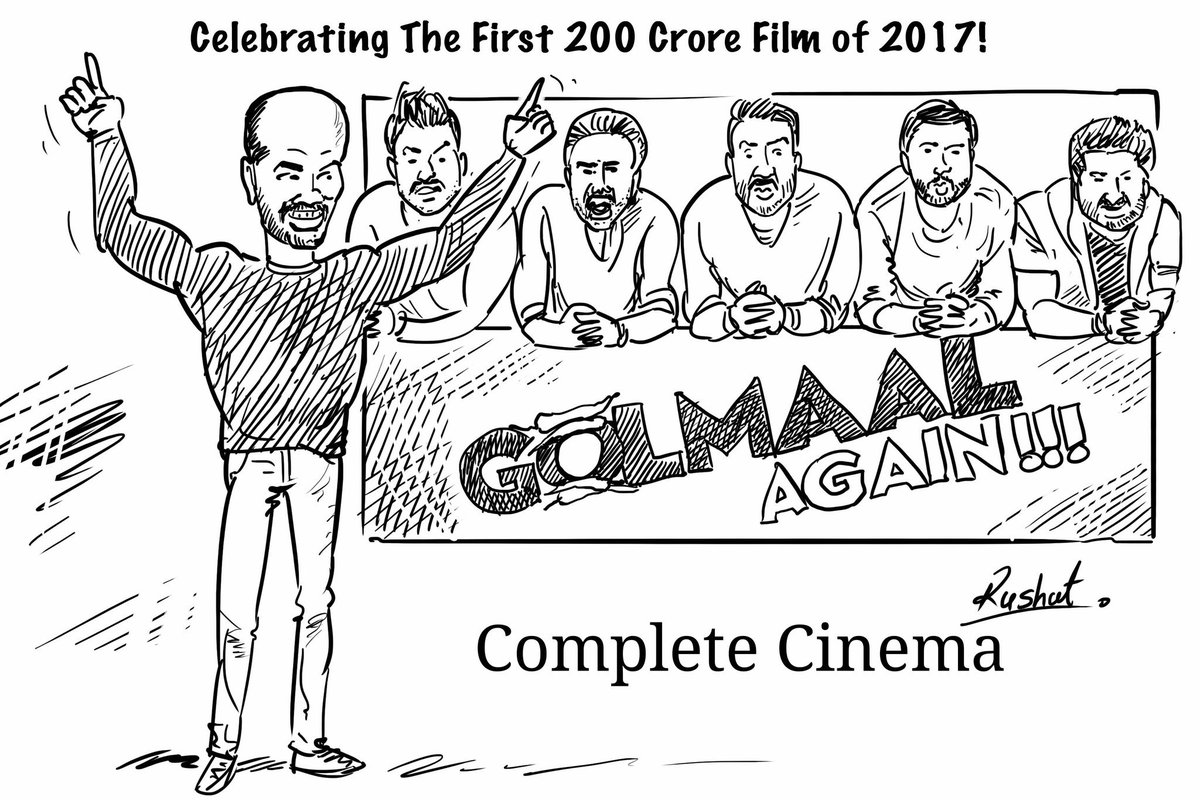 atulmohanhere's tweet photo. And here comes the 1st 200 crore film of 2017! Today #GolmaalAgain will enter 200 cr club! 23 Days total Rs. 199.74 cr! #AjayDevgn #RohitShetty @ajaydevgn @TusshKapoor @ParineetiChopra @ArshadWarsi @shreyastalpade1 @RelianceEnt  @kunalkemmu @CompleteCinema https://t.co/awsvScscBv