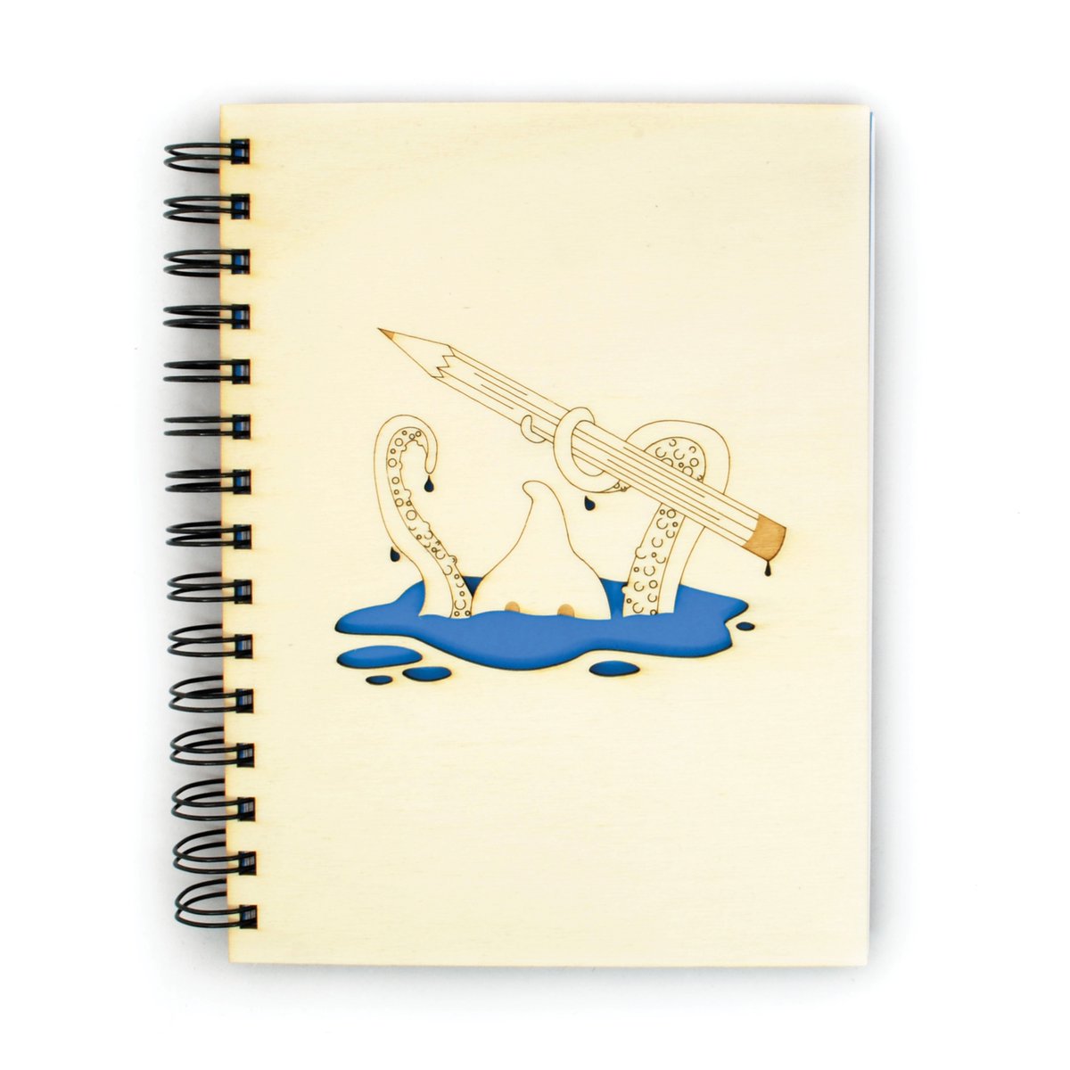 StudioBiancoAU's tweet photo. Check out Ollie the Octopus, he just splashed onto our store https://t.co/k69QjCFwxO #octopus #eight #blue #pencil #woodnotebook #woodjournal #lasercut #laserengrave #drawingbook #design #drawing #splash #water #sea #gift #australianmade #ausmade #handmade #designer #grain https://t.co/hYjyGPLm26