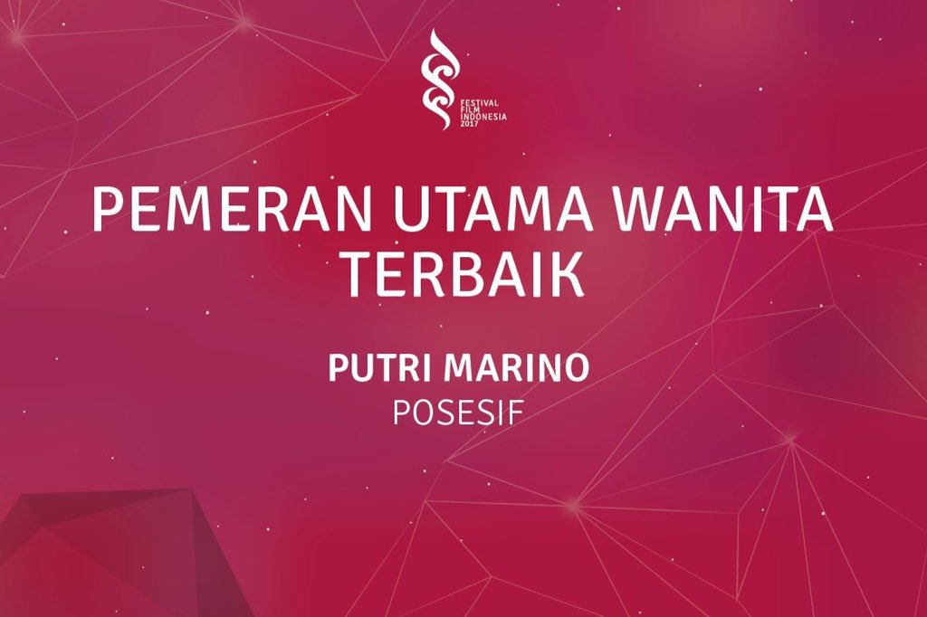 Peraih Pemeran Utama Wanita Terbaik Festival Film Indonesia 2017 - <a href="/marino_putri/">Putri Marino</a> - <a href="/PalariFilms/">Palari Films</a> #PialaCitra2017 #FFI2017 #62thFFI #FilmIndonesia #BanggaFilmIndonesia #FestivalFilmIndonesia #AkuCintaFilmIndonesia #AyoNontonFilmIndonesiadiBioskop