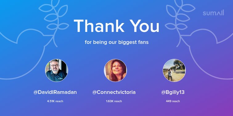 VaGenAss's tweet image. Our biggest fans this week: @DavidIRamadan, @Connectvictoria, @Bgilly13. Thank you! via sumall.com/thankyou?utm_s…