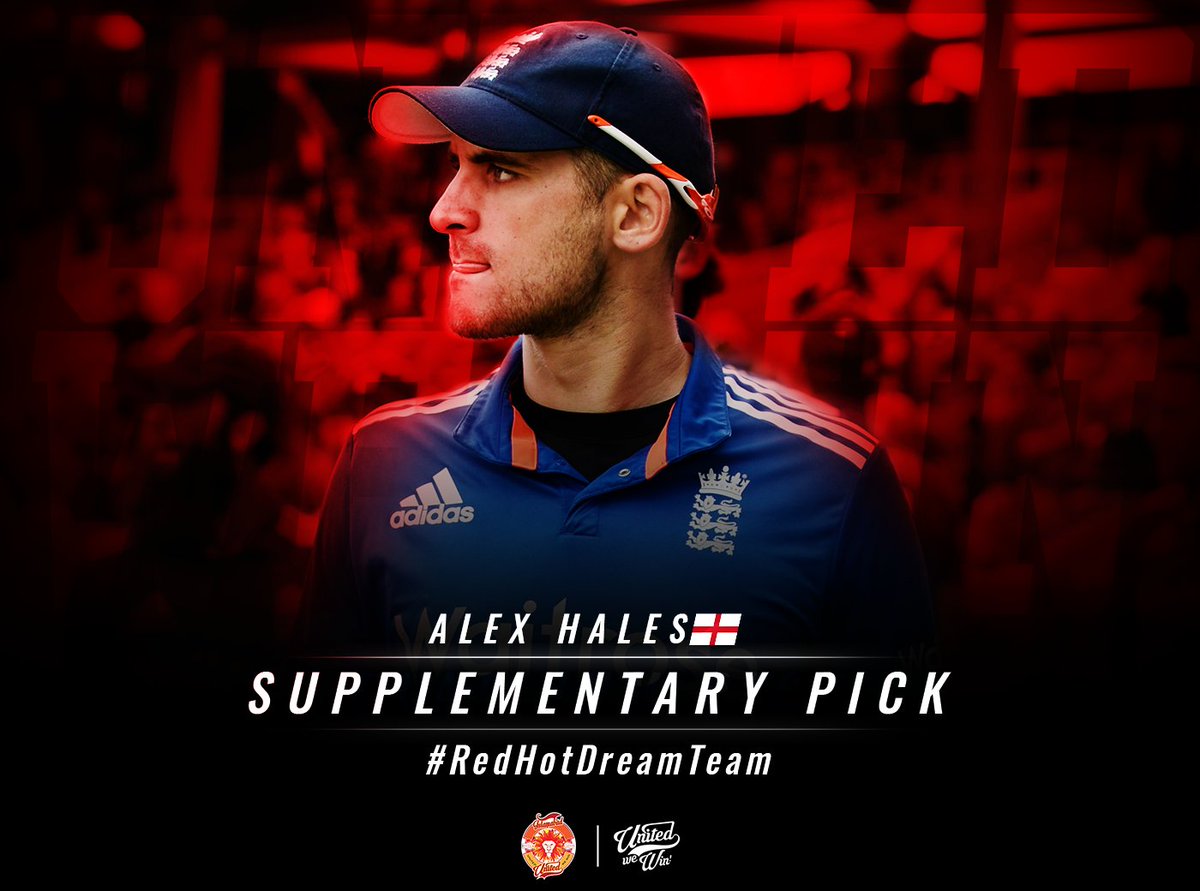 IsbUnited's tweet photo. #ISLU welcomes English batsman Alex Hales in supplementary round 1. 

#RedHotDreamTeam is hotter than ever! 

#UnitedWeWin #AbKhel6Ka #PSLDraft https://t.co/HujzbgGPxF