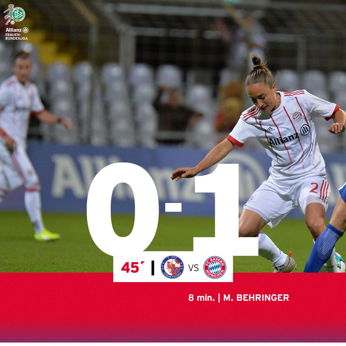 FCBfrauen's tweet photo. Halbzeit in Potsdam! ⚽️ #TPFCB #packmas #MiaSanMia https://t.co/0x7DP14mE4