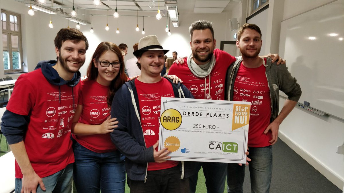 ItsACherry's tweet photo. Just won 3rd place at the #Xomnia #Datathon against #CyberBullying! Proud & humbled to be part of such an amazing event! https://t.co/foVhGTZ2kj