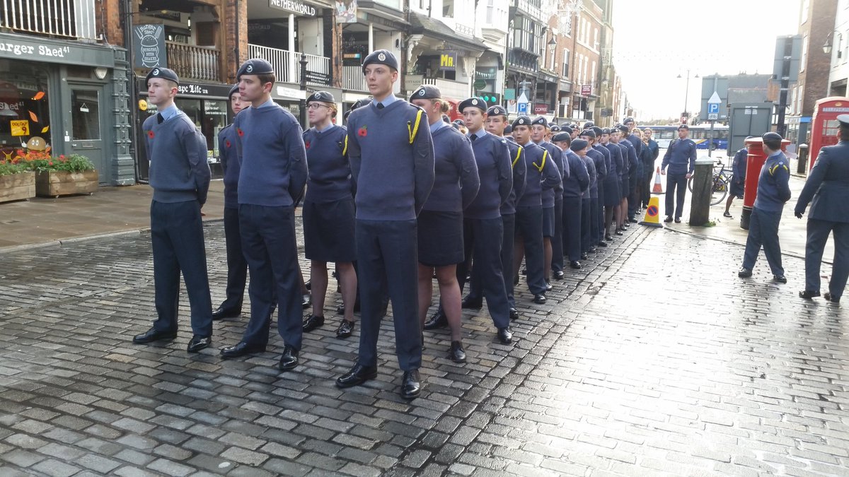 Waiting for orders at the start of Chester Remembrance Parade. Extremely well turned out cadets.