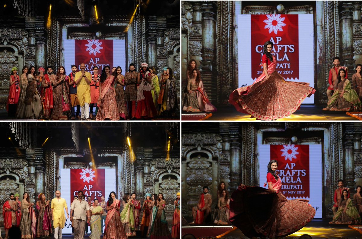 APCraftsMela's tweet photo. Day 4: #Handloom Designs by @shravanstudio with Showstopper @ShubraAiyappa at @APCraftsMela in #Tirupati @Tourism_AP #APCraftsMela https://t.co/nqLwgiJOCg