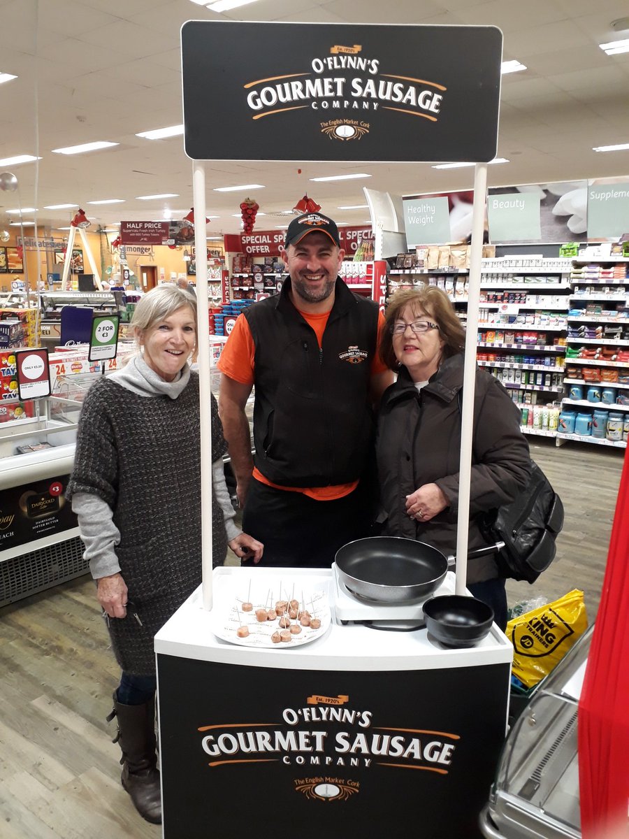 GarveysSV_Cobh's tweet photo. A pleasure to have Dave from @oflynnssausages in-store over the weekend tasting Corks finest gourmet sausages. Also don't miss our Christmas food fair on Sat Dec 2nd from 10am - 4pm showcasing some of corks finest suppliers #supportlocal #purecork  #localsuppliers #propersausages https://t.co/SxjeLxAJ3x