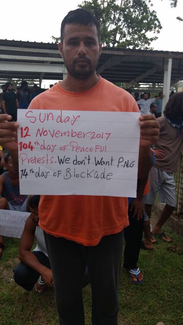 rac_sydney's tweet photo. DAY 104 of #Manus protests: "Every body but Dutton understands this human crisis needs to end."

Sydney: Keep standing with Manus men and pressuring the Govt to #BringThemHere 

SATURDAY 18 Nov 1pm Hyde Park North 
https://t.co/R2UjlSRizT… #ManusSOS https://t.co/Vyt3o96QhD