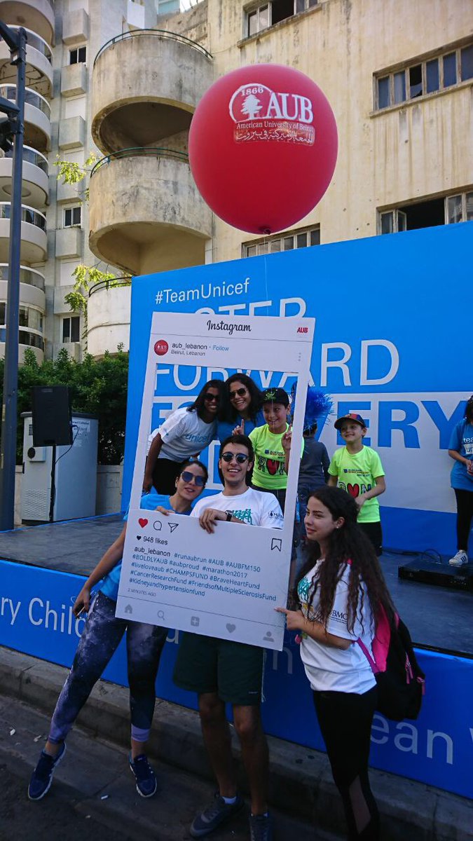 AUB_Lebanon's tweet photo. Party time! @BeirutMarathon #AUB #runaubrun https://t.co/UbXreMhNhS