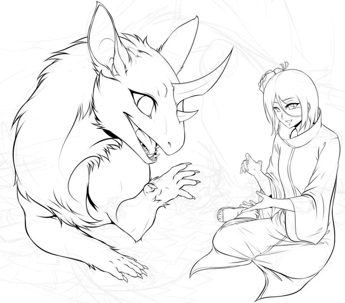 Stream is over, and got a lot of progress done on the lineart for a commission. C:
Yes, it is a Konan. <3333 