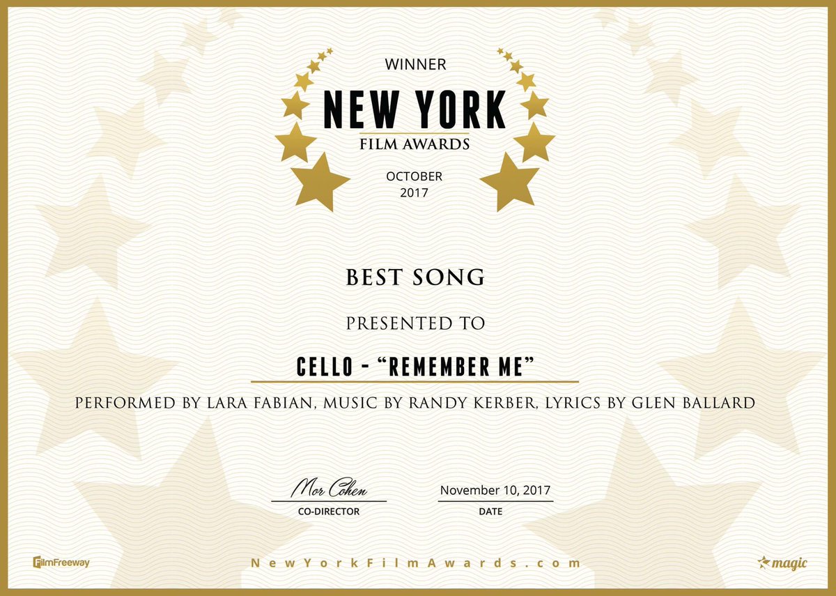LFabianOfficial's tweet photo. Congratulations to @GlenBallard , @randykerber and the whole team of @CelloTheMovie #RememberMe https://t.co/20jFgoD6Qa