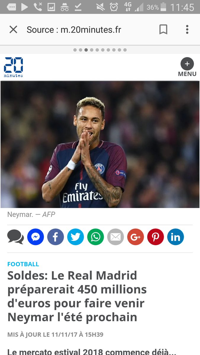 Le Real Prêt à mètre 450Millions pour Neymar L'été Prochain
