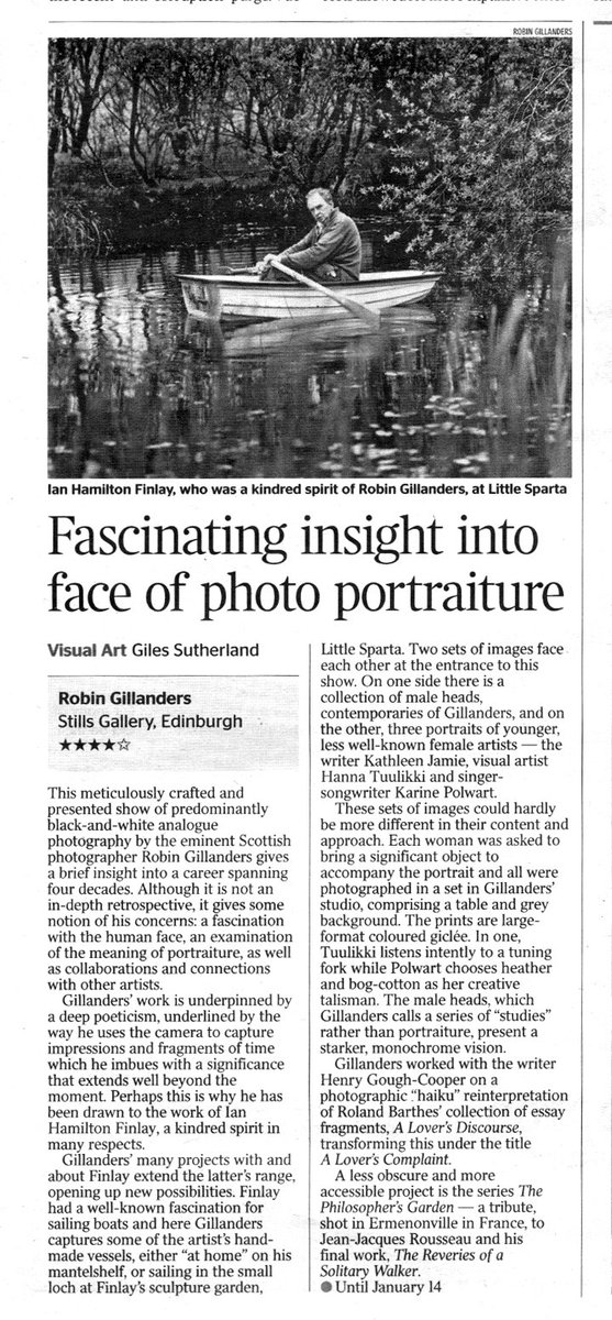 From The Times 11 Nov 2017. A great show by Robin Gillanders at @StillsEdinburgh