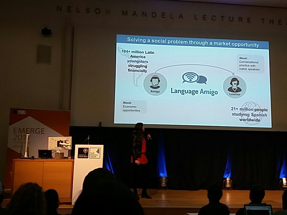 oxfordmann's tweet photo. @LanguageAmigo doing conversational practice with native speakers for language learning. A neat solution for amigos to make money @ #Emerge17 https://t.co/GvbWFFYKEq