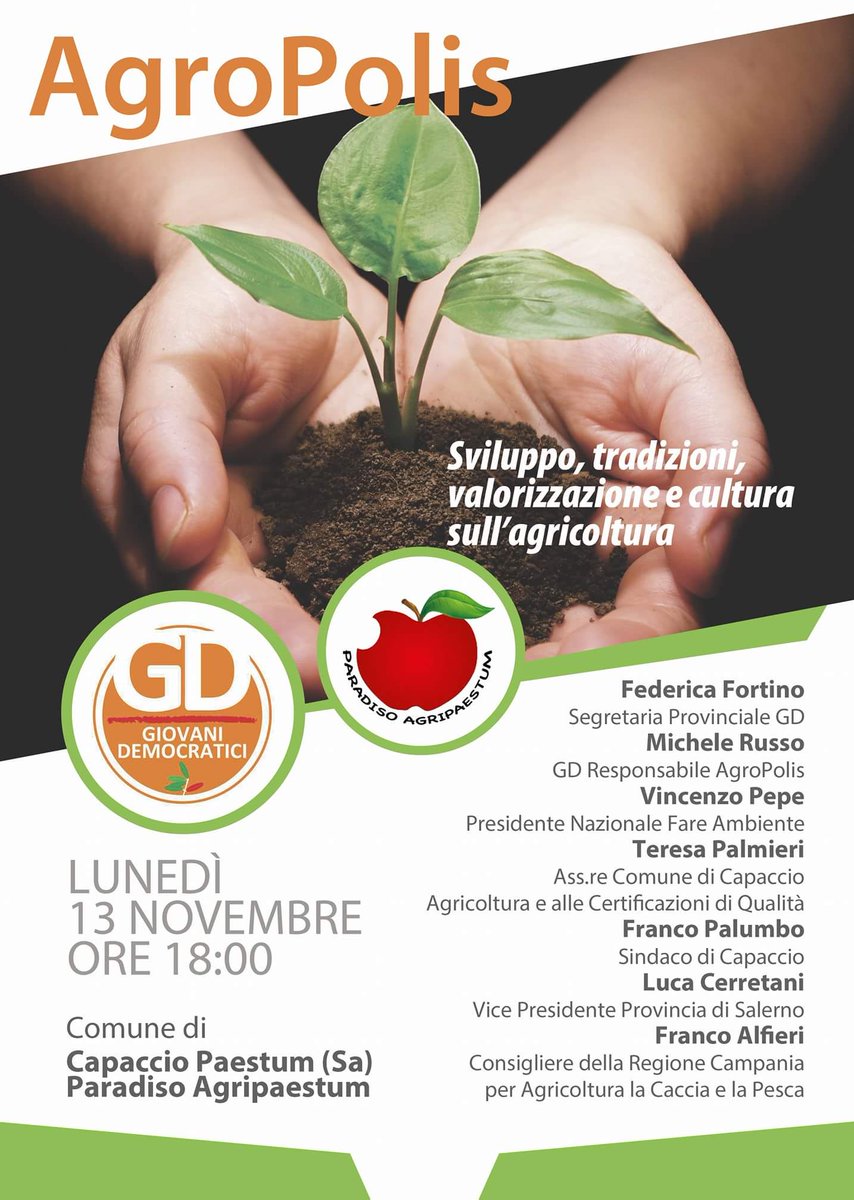 MarateaVito's tweet photo. #AgroPolis sviluppo, tradizioni, valorizzazione e cultura sull'agricoltura. 
Domani avrò l'onore di mordere questo bel convengo, vi aspetto alle 18:00 a Capaccio Paestum presso Paradiso Agripaestum. https://t.co/TvsGSsWStL