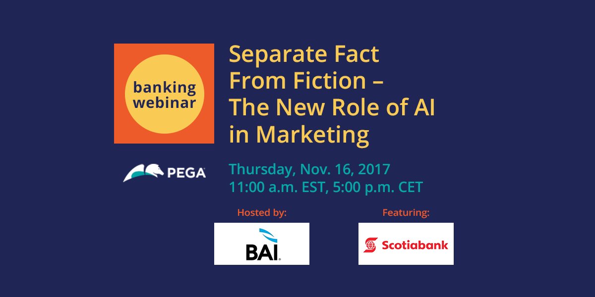 pegaFS's tweet photo. The difference b/w fact and fiction with #AI. Hear from @ScotiaBank and @Pega on what's real with host @BAI. https://t.co/zZ3Y5gJ1us https://t.co/dICbaLBil7