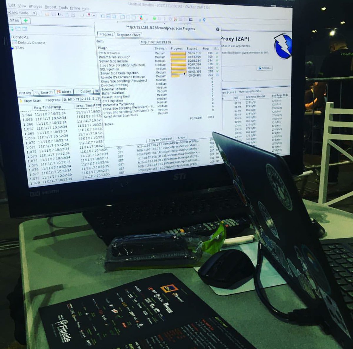 BxSec's tweet photo. Um pouco mais de @zaproxy @owasp no @roadsec.

One more pic about @zaproxy @owasp @roadsec. https://t.co/sH4FhdJ5u1