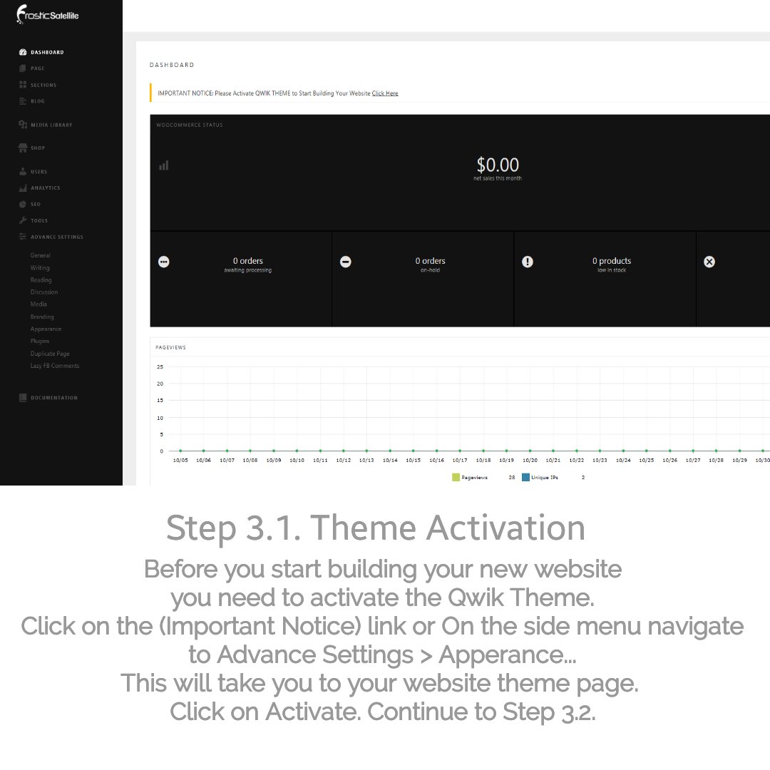 qwikwebsite's tweet image. Step 3.1. Theme Activation