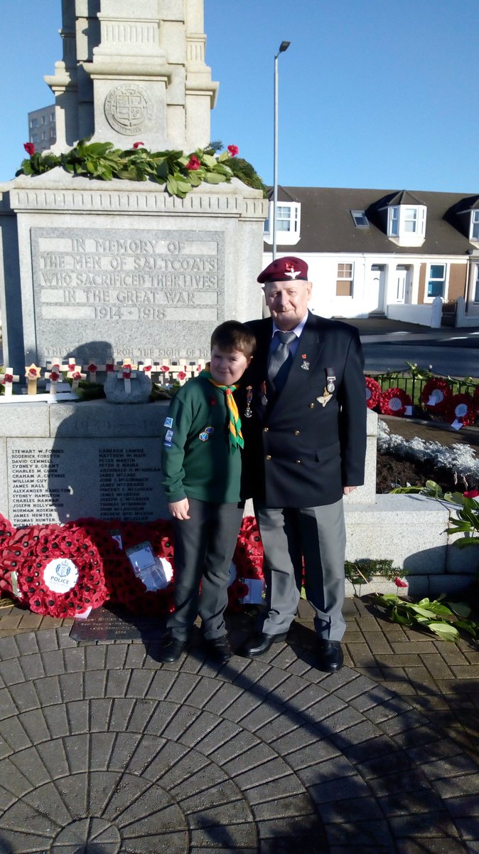 Proud day for our family and my dad with my son at #RemembranceDay2017 at #Saltcoats #LestWeForget #Scouts #52nd #Ayrshire
