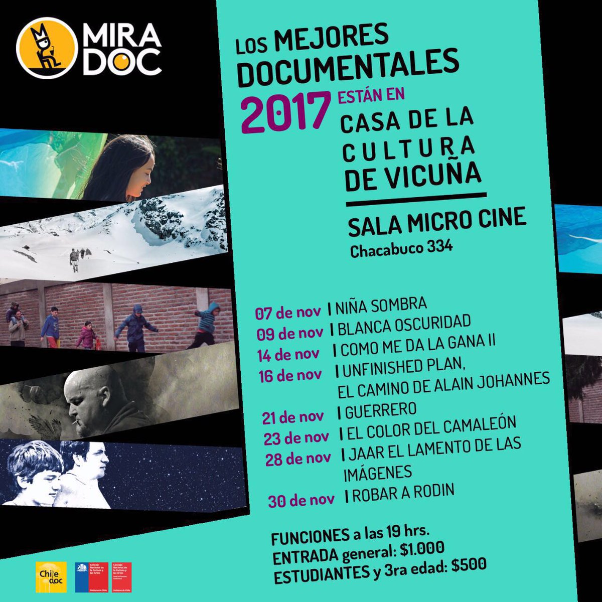 Si vives en #Vicuña, pronto llegará GUERRERO, en el ciclo "Los mejores documentales 2017"
21 de noviembre
19:00 horas
Casa de la cultura de Vicuña
ÚNICA FUNCIÓN