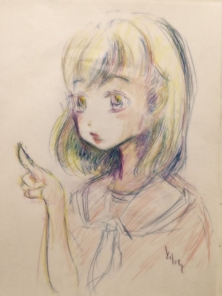 とりっち いい感じの色がでました 色鉛筆画 絵描きさんと繋がりたい 可愛い女の子を描きたい