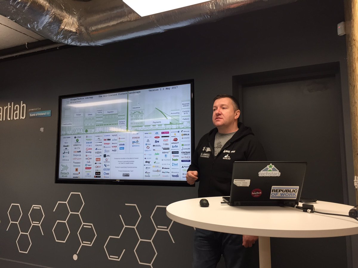 RaphaelWouters's tweet image. Dave Tighe of @BOIstartups introduces the #SWDubFintech teams to the #FinTech promises and unbundling (and rebundling) trends of financial services #TGSW2017