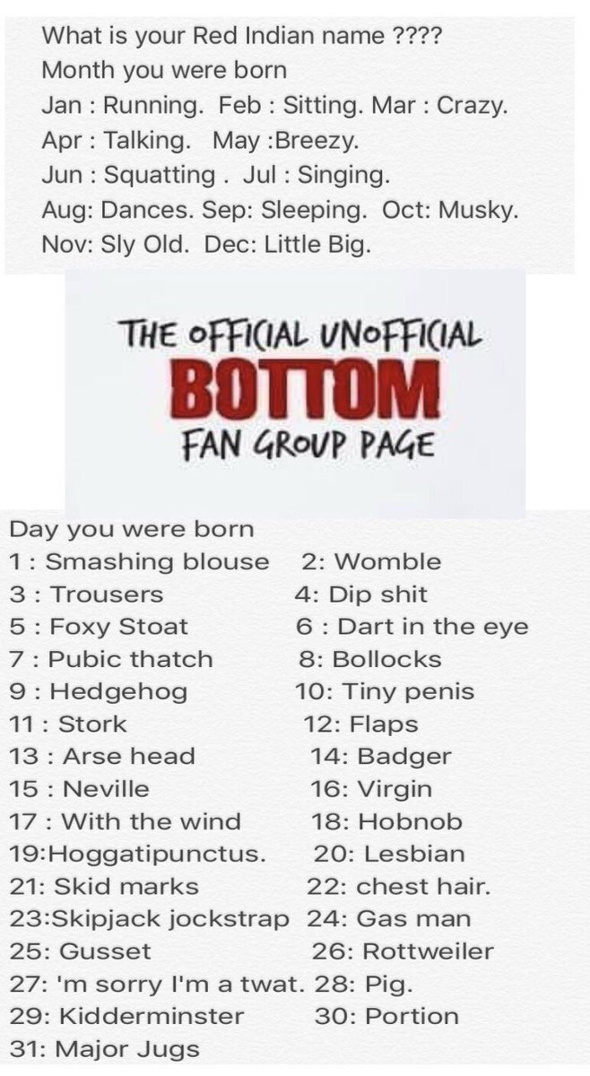 Whats your Red Indian name ?? #bottom