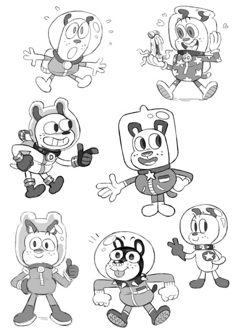 Some early designs for Diego and Orbot from the Nick short "Space mission: Danger" 