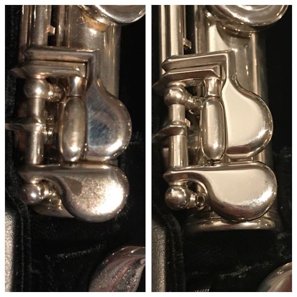katewarriner's tweet photo. Big thanks to the amazing @AHaswell_Repair for doing a wonderful job on my #Flute. Not only does it sing beautifully but the before &amp; after pictures speak for themselves! https://t.co/v5usrBlzul