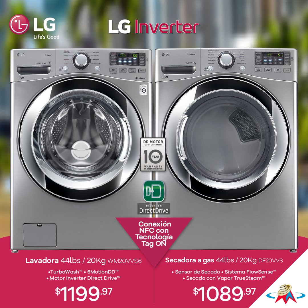 Multimax on Twitter: "Lava, seca y ahorra con este espectacular duo. La lavadora secadora LG con tecnología Tag On, de tu ropa y de tu bolsillo. Ven por los tuyos